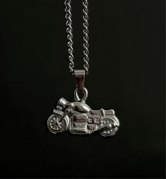 Collier à Pendentif Moto Argenté