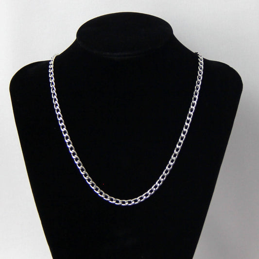 Silver Stainless Steel 4mm Curb Chain Necklace For Women or Men - Necklace - Boutique Wear RENN
