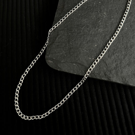 Silver 4mm Curb Chain Necklace For Women or Men - Necklace - Boutique Wear RENN