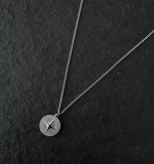 Silver Round Star Pendant Necklace