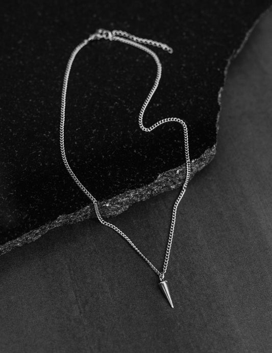 Ensemble de Colliers Argentés : Collier à Pendentif Pointe et Chaîne Gourmette de 3mm