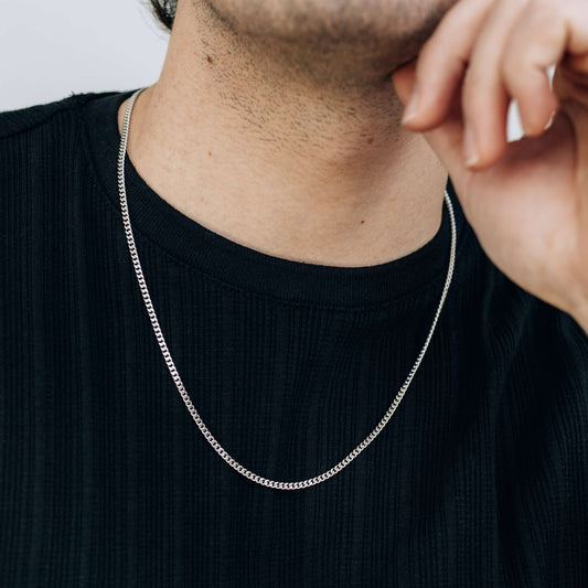 Silver 3mm Cuban Curb Chain Necklace For Men or Women - Necklace - Boutique Wear RENN