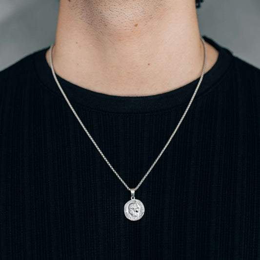 Silver Coin Pendant Necklace For Men or Women - Pendant Necklace - Boutique Wear RENN