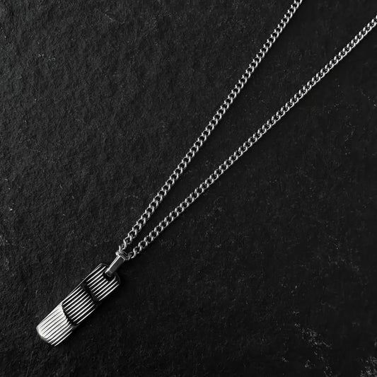 Silver Bar Rectangle Bar Pendant Necklace