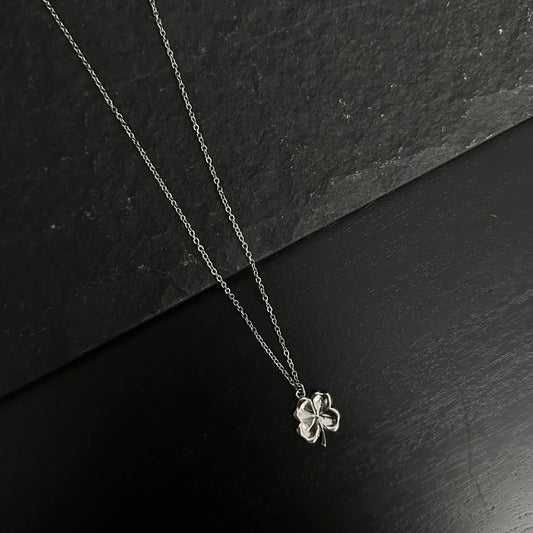 Silver Stainless Steel Four Leaf Clover Pendant Necklace For Women - Boutique Wear RENN