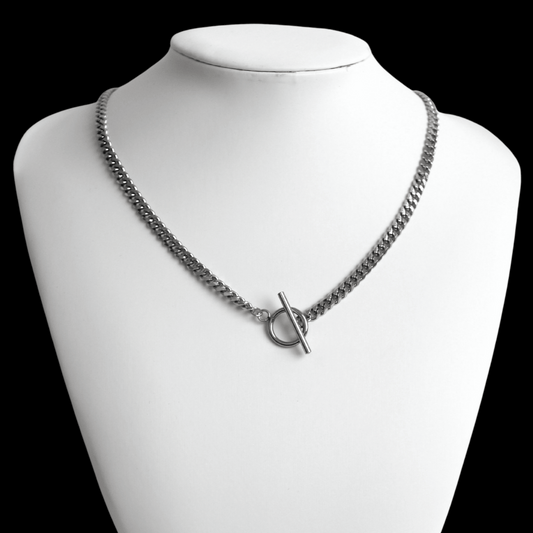 Silver Toggle Necklace 5mm Cuban Curb Chain For Men or Women - Pendant necklace - Boutique wear renn