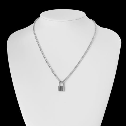 Silver Lock Pendant Necklace For Men or Women - Necklace - Boutique Wear RENN