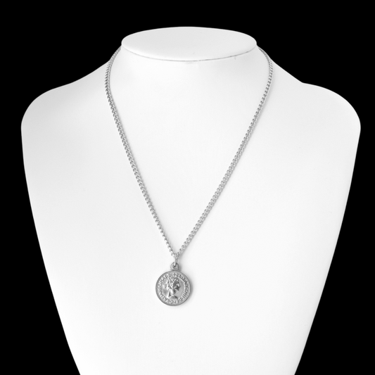 Collier à Pendentif Pièce Argenté – Chaîne Gourmette 3mm