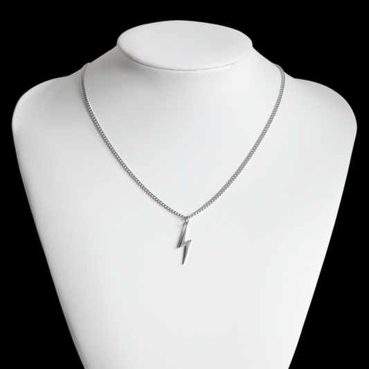 Silver Lightning Bolt Pendant Necklace
