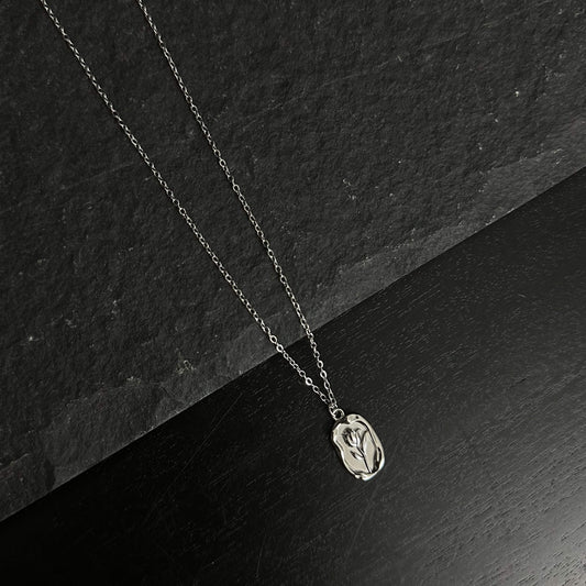 Silver Stainless Steel Rose Tulip Flower Pendant Necklace For Women - Boutique Wear RENN