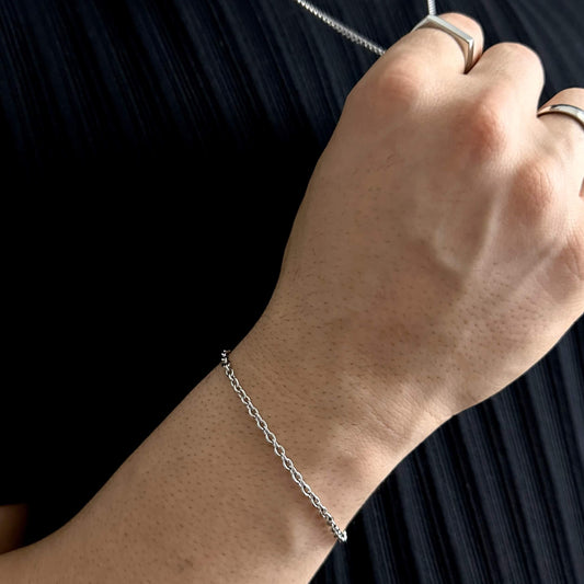 Silver Rolo Chain Bracelet for men or women stainless steel - Boutique wear renn