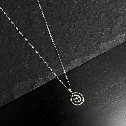 Silver Stainless Steel Spiral Pendant Necklace For Women - Boutique Wear RENN