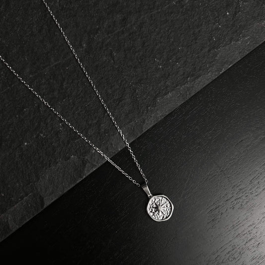Silver Stainless Steel Round North Star Pendant Necklace for Women - Boutique Wear RENN