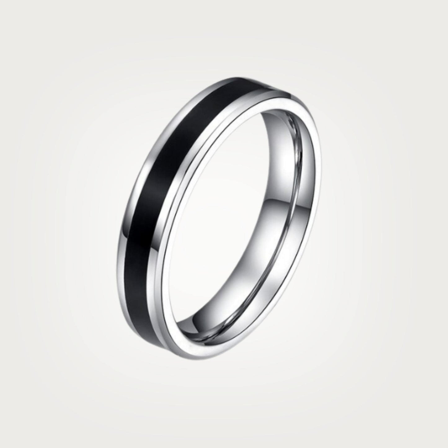 Black and Silver 4mm Classic Ring For Women or Men - Ring - Boutique Wear RENN