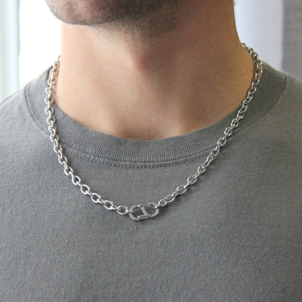 Chunky Silver 7mm Paperclip Link Chain Necklace For Men or Women - Boutique  Wear RENN