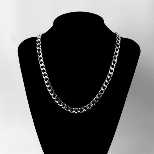 Silver Stainless Steel 7mm Curb Chain Necklace For Men or Women - Boutique Wear RENN