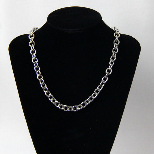 Chunky Silver 8mm Rolo Chain Necklace For Men or Women - Necklace - Boutique Wear RENN