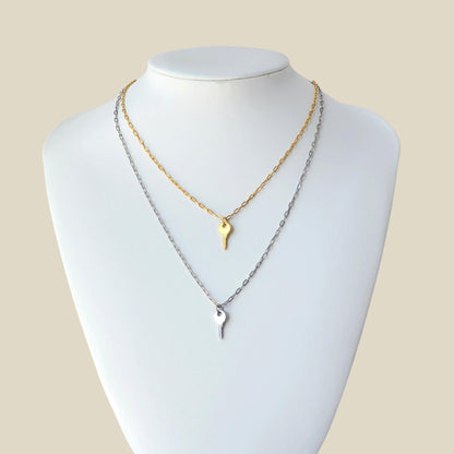 Dainty Silver or Gold Key Pendant Necklace Mini Paperclip Chain For Women - Necklace - Boutique Wear RENN