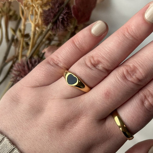 Gold Black or White Heart Ring For Women - Ring - Boutique Wear RENN