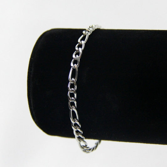 Silver 4.5mm Figaro Chain Bracelet or Anklet For Men or Women - Bracelet - Boutique Wear RENN