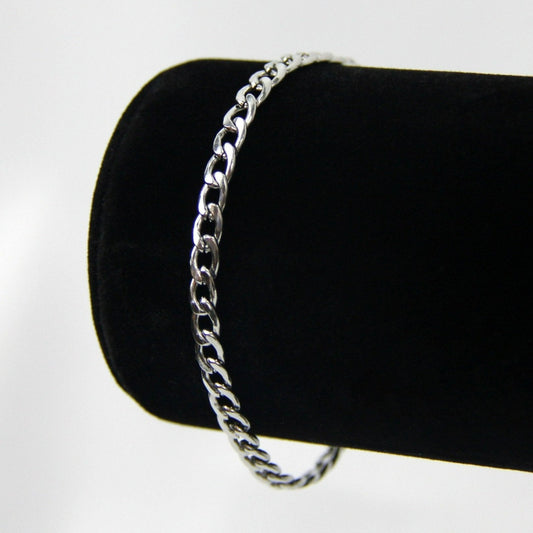 Silver 4mm Curb Chain Bracelet or Anklet For Men or Women - Bracelet - Boutique Wear RENN