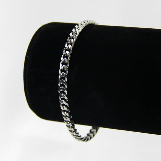 Silver 5mm Curb Chain Bracelet or Anklet For Men or Women - Bracelet - Boutique Wear RENN