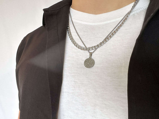 Silver stainless steel men's necklaces