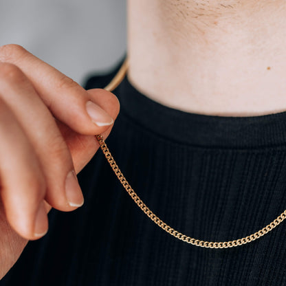 Gold 3mm Cuban Curb Chain Necklace For Men or Women - Necklace - Boutique Wear RENN