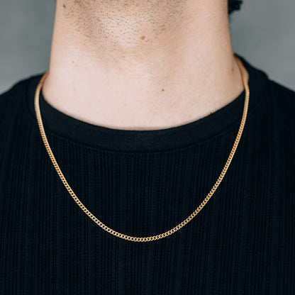 Gold 3mm Cuban Curb Chain Necklace For Men or Women - Necklace - Boutique Wear RENN