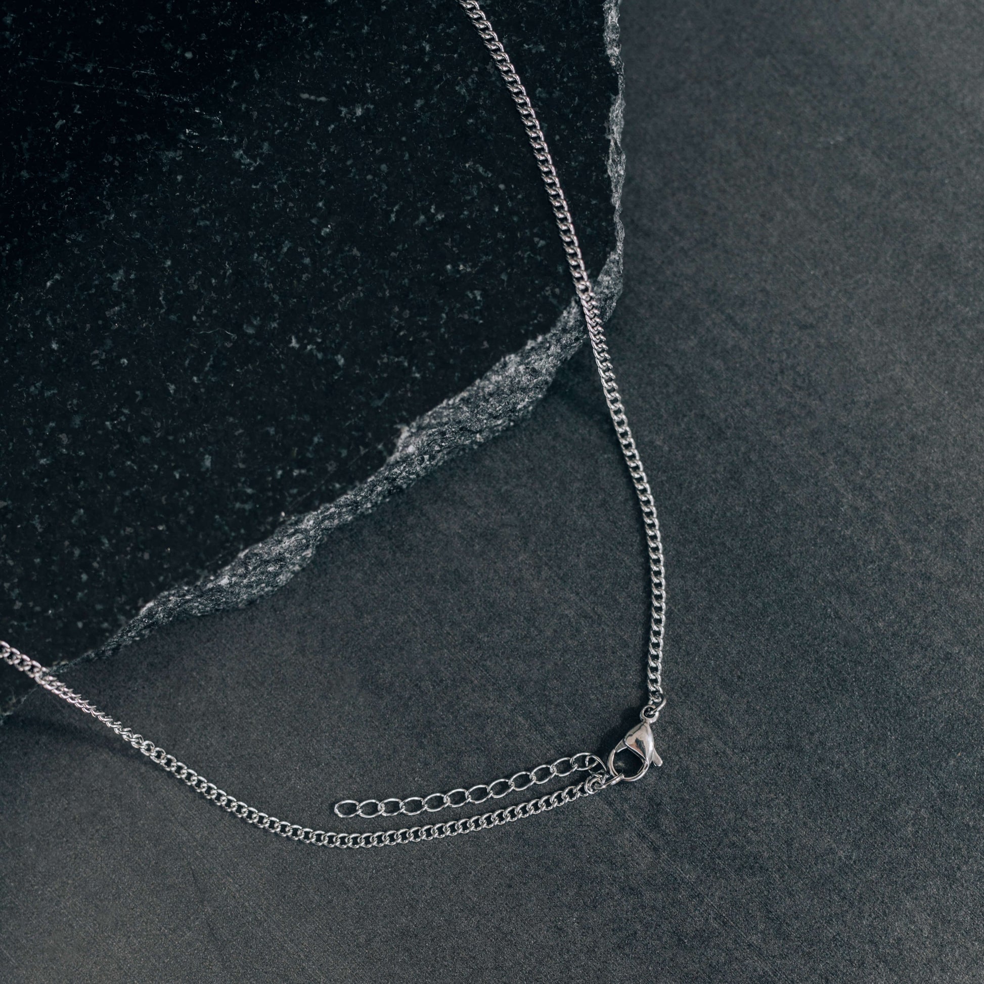 Silver Black Drop Pendant Necklace For Men or Women - Boutique Wear RENN inc