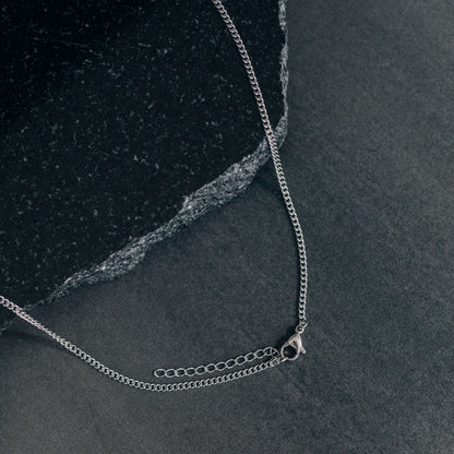 Silver Black Drop Pendant Necklace For Men or Women - Boutique Wear RENN inc