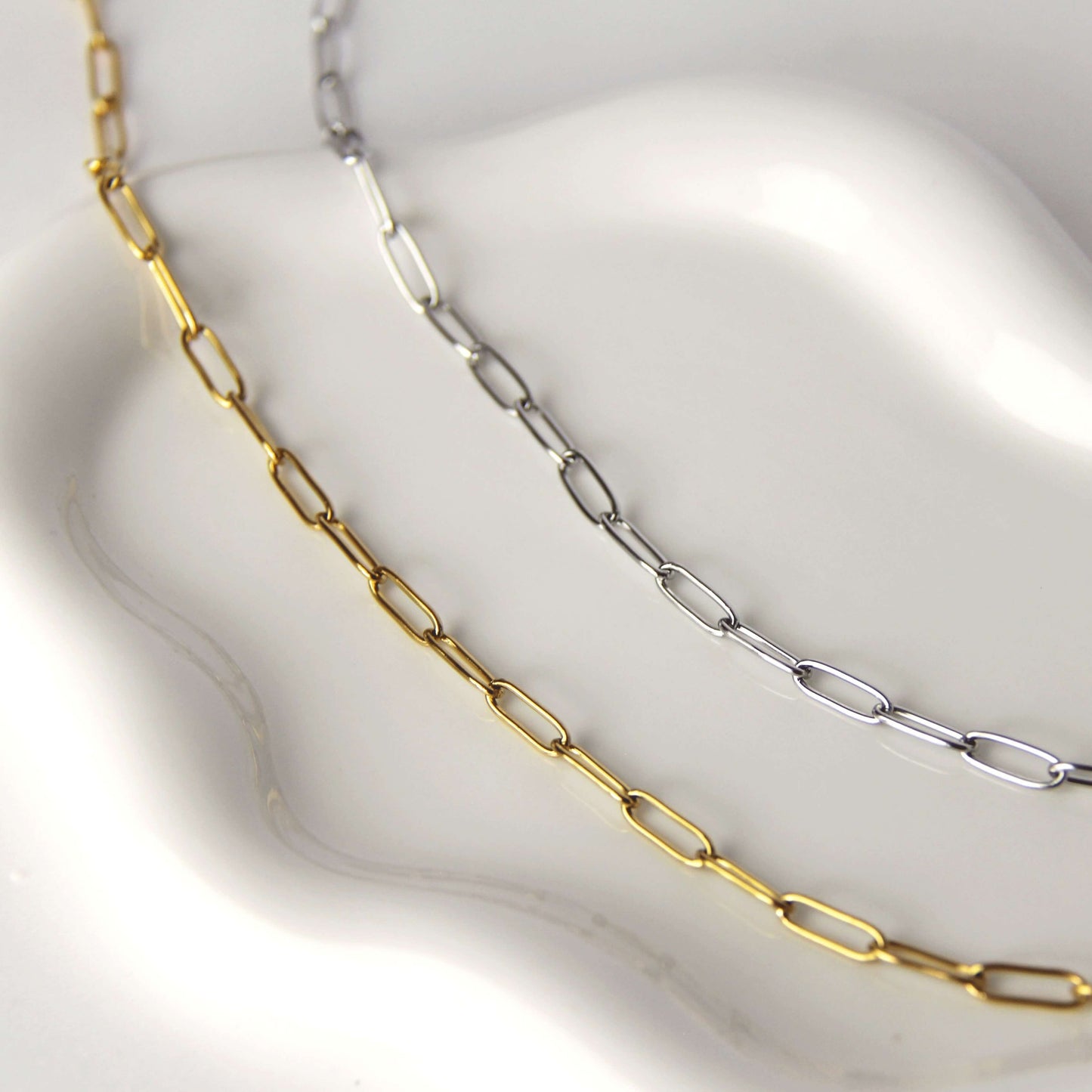 Silver or Gold 4mm Paperclip Link Chain Necklace For Women or Men - Necklace - Boutique Wear RENN