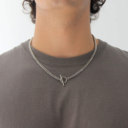 Silver Toggle Necklace 5mm Cuban Curb Chain For Men or Women