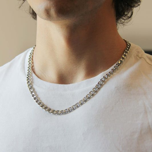 Chunky Silver 7mm Curb Chain Necklace For Women or Men - Necklace - Boutique Wear RENN