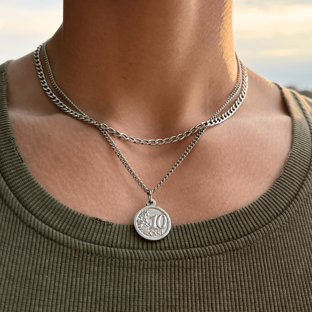 Mens coin 2025 necklace silver