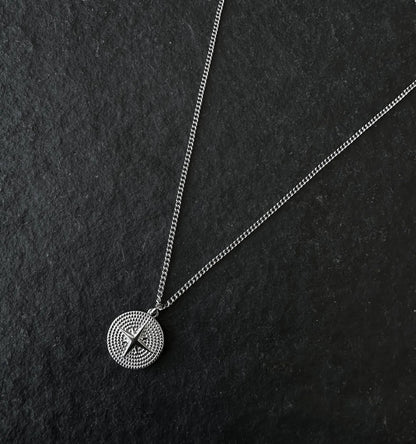 Silver Round Star Pendant Necklace