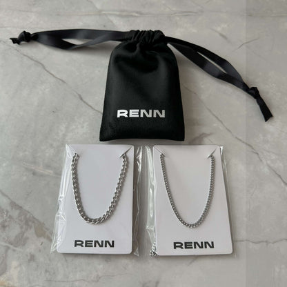 Silver Chain Necklace Set : 3mm Curb Chain and 4mm Curb Chain