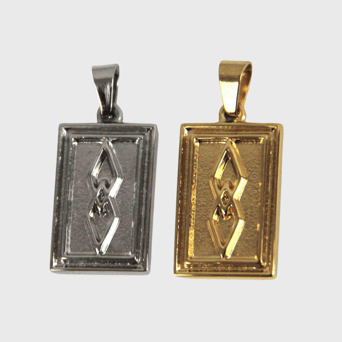 Silver or Gold Stainless Steel Rectangle Pendant - Boutique wear RENN