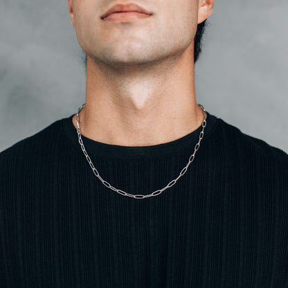 Silver 4mm Paperclip Chain For Women or Men - Stainless Steel Chain - Boutique Wear RENN