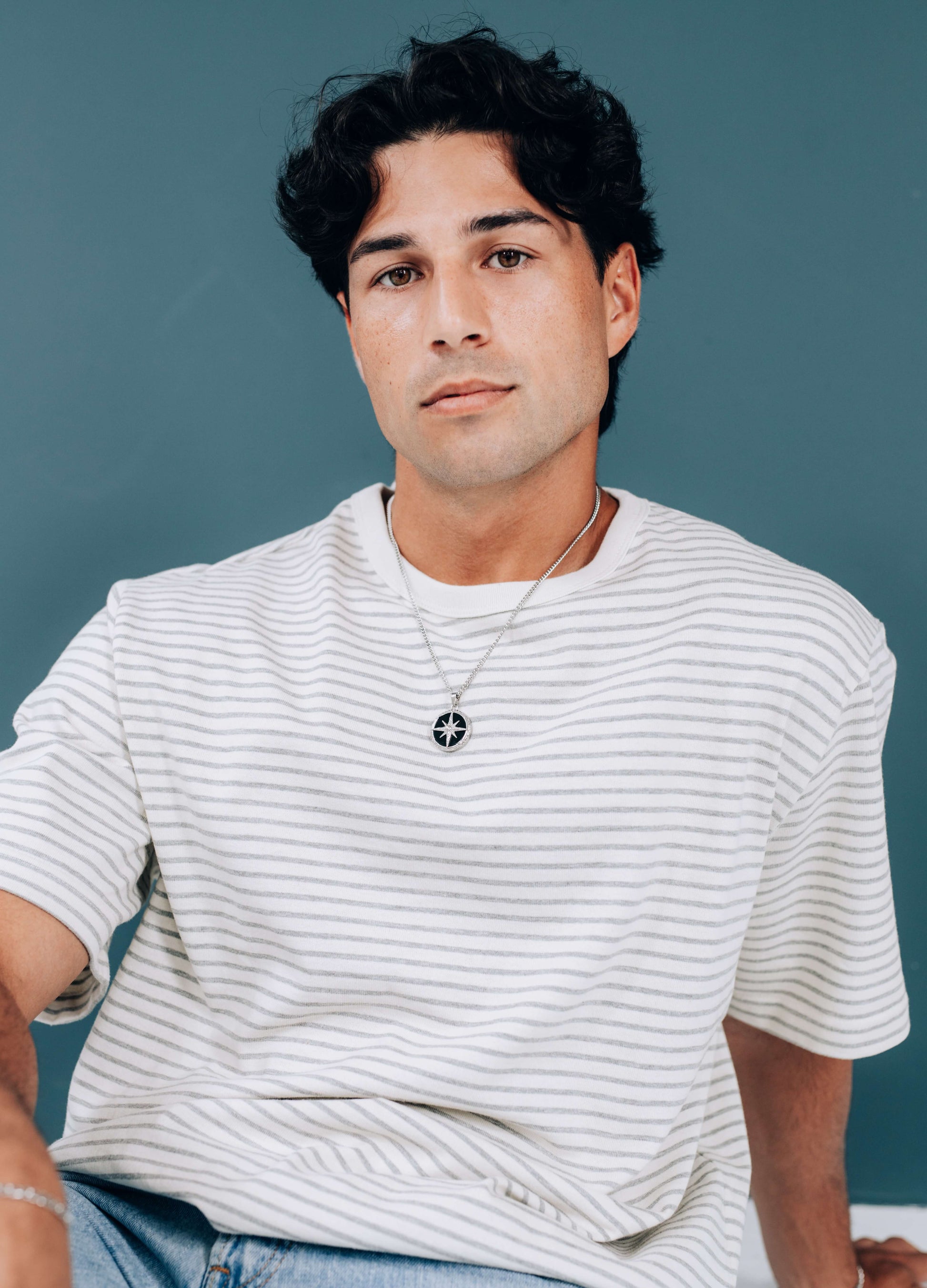 Silver Stainless Steel Black Compass Pendant Necklace For Men - Boutique Wear RENN