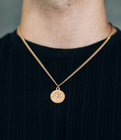 Gold Coin Pendant Necklace For Men or Women - Necklace - Boutique Wear RENN