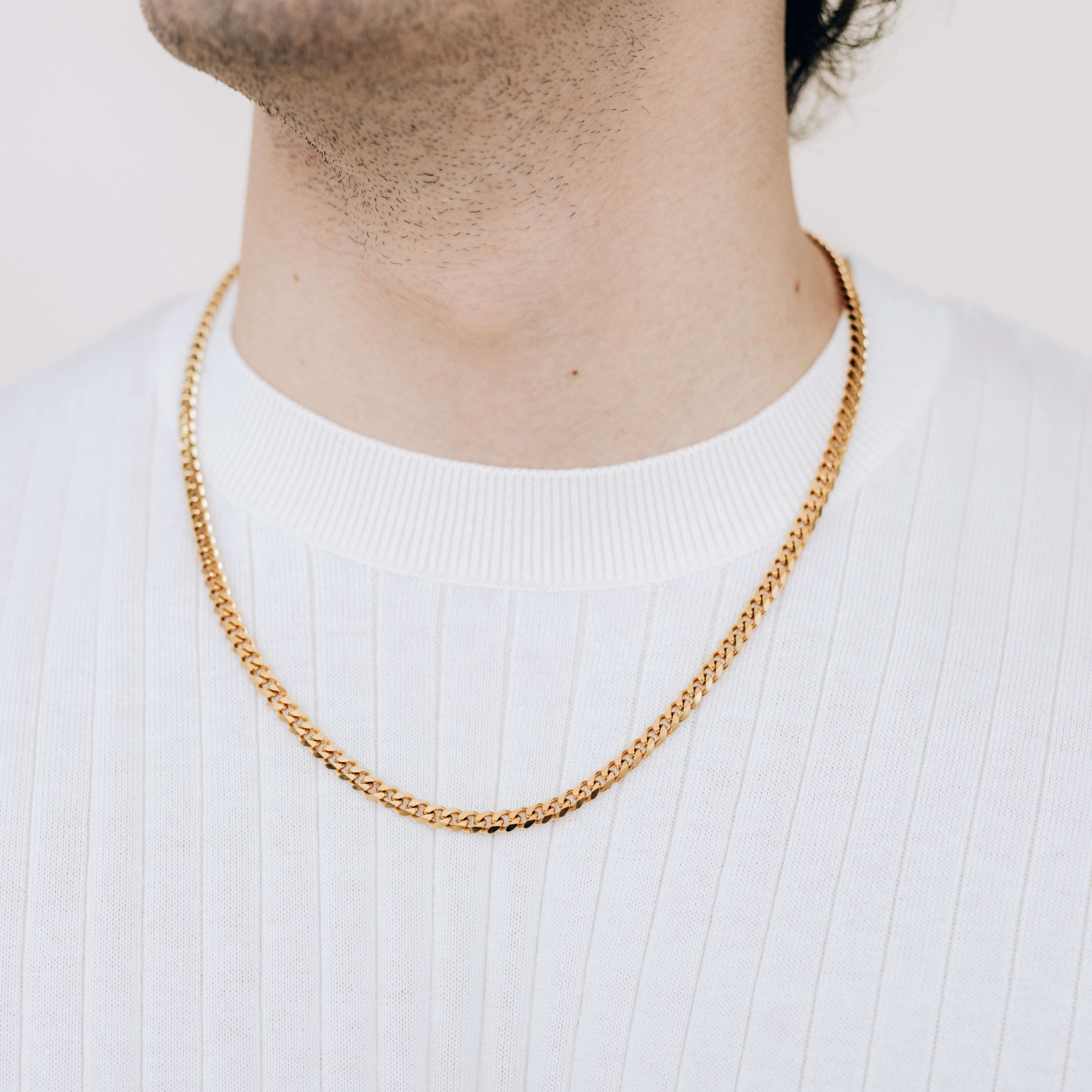 Gold 5mm Cuban Curb Chain Necklace For Men or Women
