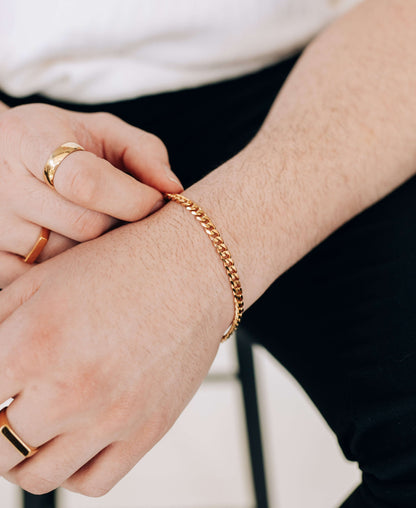 Gold 5mm Curb Chain Bracelet or Anklet For Men or Women - Bracelet - Boutique Wear RENN