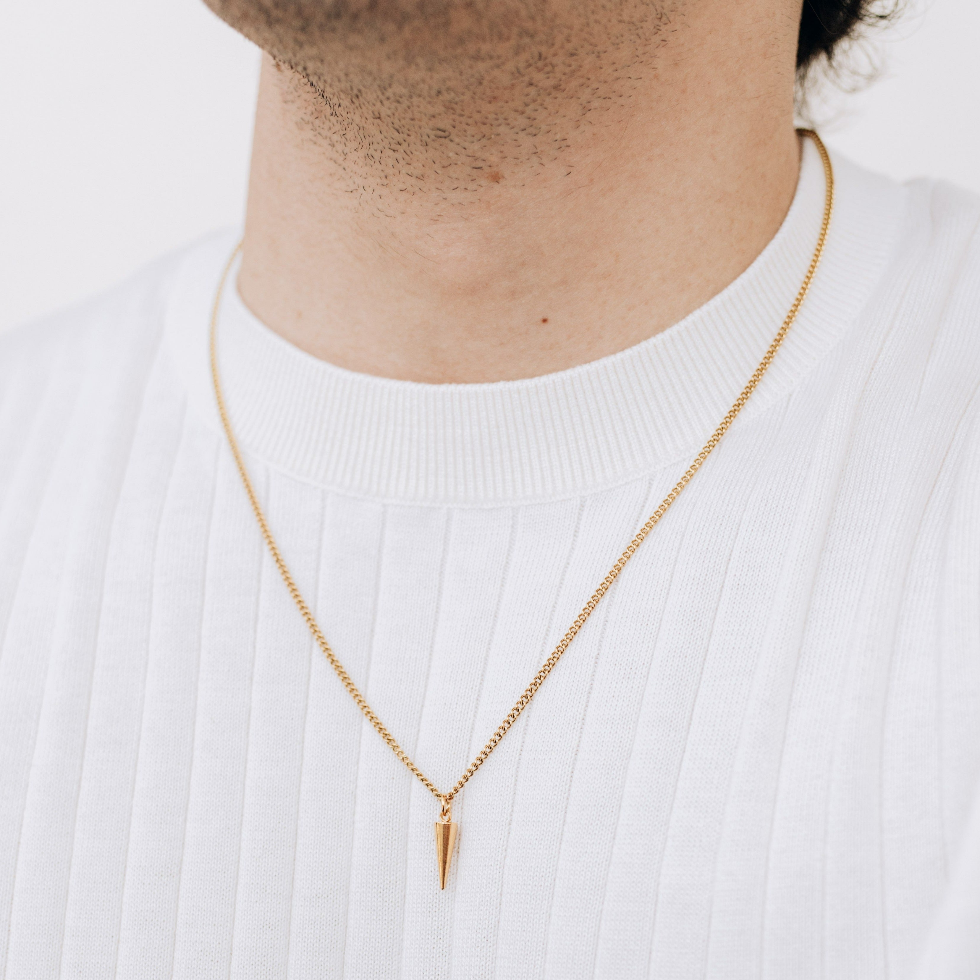 Gold Spike Pendant Necklace For Men or Women