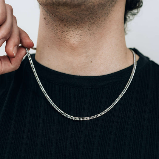 Silver 4mm Cuban Curb Chain Necklace For Men or Women - Necklace - Boutique Wear RENN