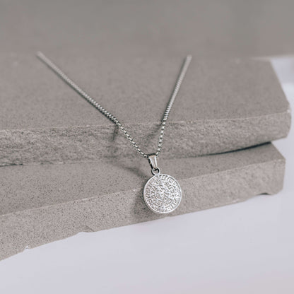 Silver Coin Pendant Necklace Box Chain For Men - Necklace - Boutique Wear RENN