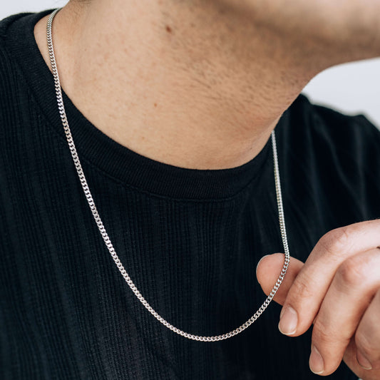 Silver 3mm Cuban Curb Chain Necklace For Men or Women - Necklace - Boutique Wear RENN