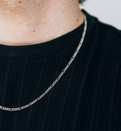 Dainty 3mm Silver Figaro Chain Necklace For Men or Women - Necklace - Boutique Wear RENN