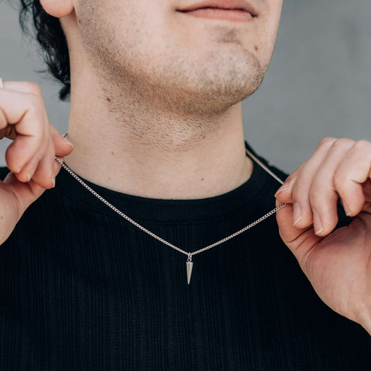 Silver Spike Pendant Necklace For Men or Women - Necklace - Boutique Wear RENN