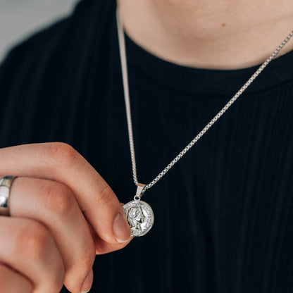Silver Coin Pendant Necklace For Men or Women - Pendant Necklace - Boutique Wear RENN